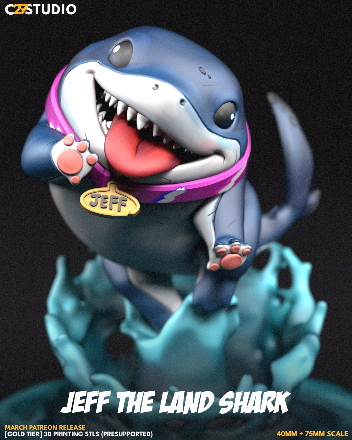 Jeff The land shark - Marvel Fan Art - 3d Printed TTRPG Miniature