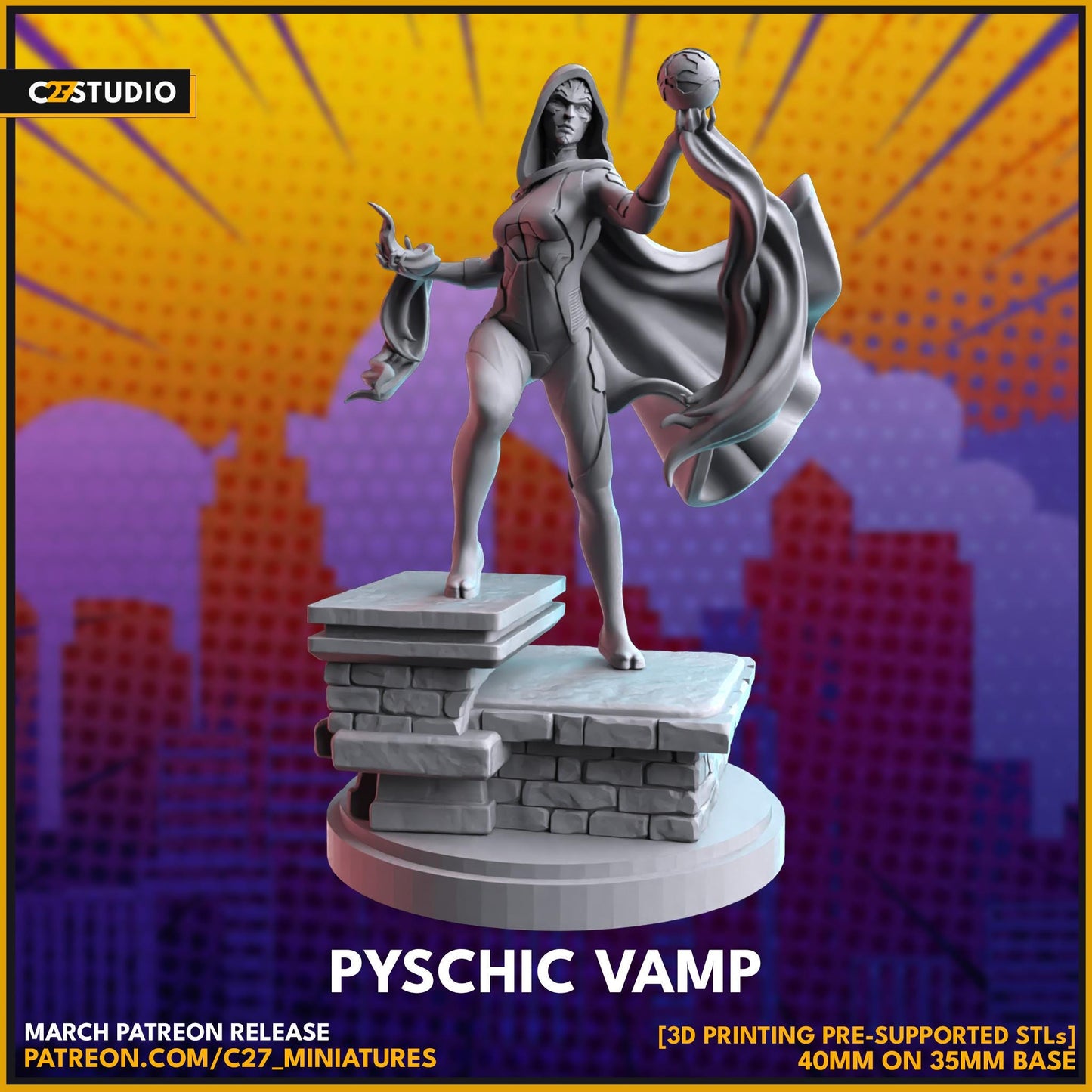 Pyschic Vamp - Crisis Protocol Proxy - Marvel Fan Art - 3d Printed TTRPG Miniature