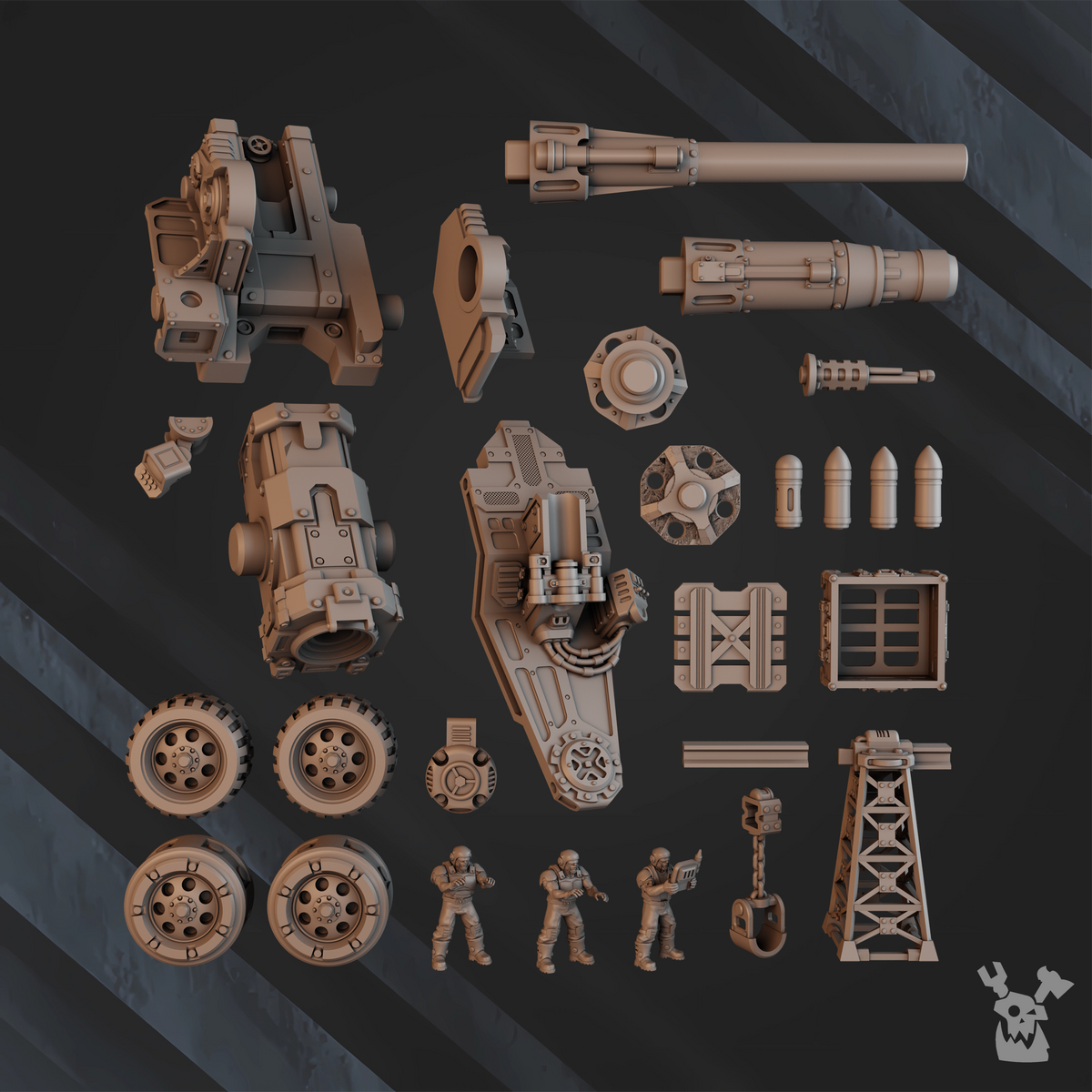 Alternate view of HEAVY ARTILLERY MOUNT WITH EARTHQUAKER CANNON & GORGON SIEGE GUN by DakkaDakka Store - Weapon