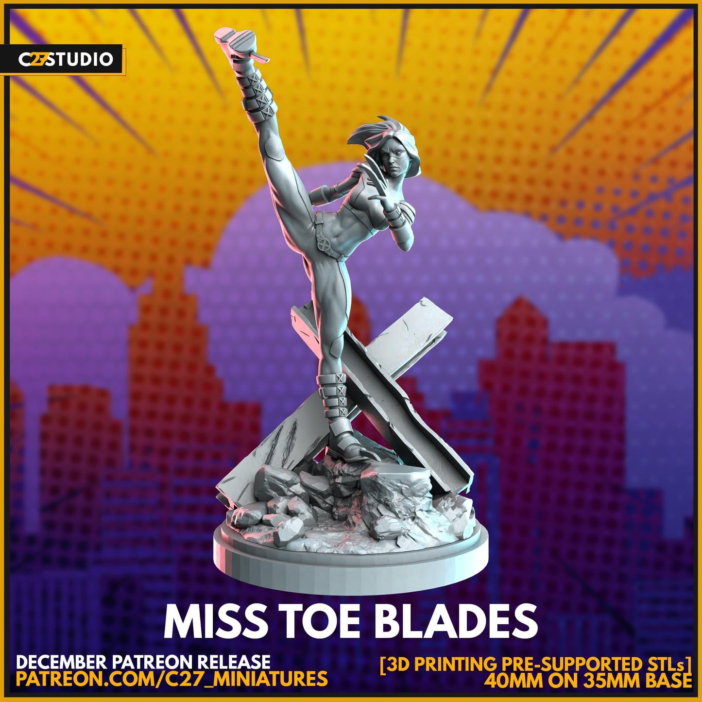 Miss Toe Blades - Crisis Protocol Proxy - Marvel Fan Art - 3d Printed TTRPG Miniature