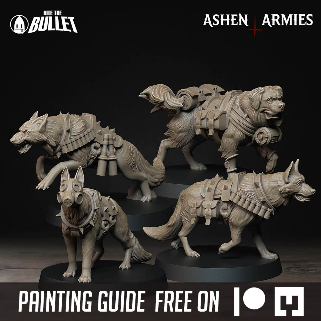 Bullet Crusade | Sanctified Legion Combat Dogs 4 Models by Bite The Bullet - Full Miniature / Model