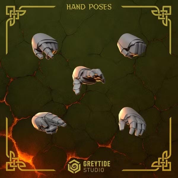 Anvil Warden hand poses by Greytide Studio