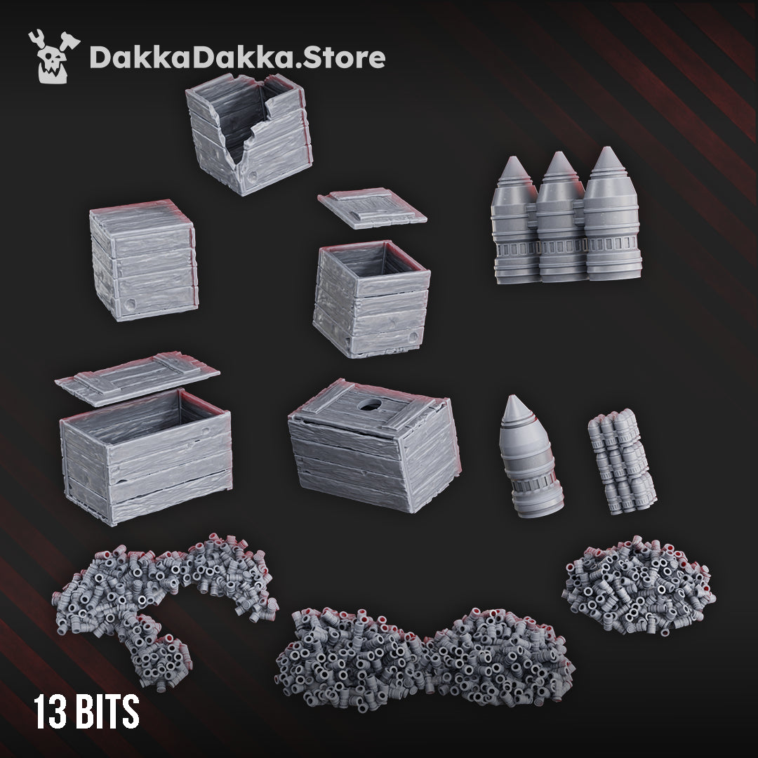 STUFF FOR TERRAIN: SHELLS, BOXES, PROJECTILES by DakkaDakka Store - Terrain