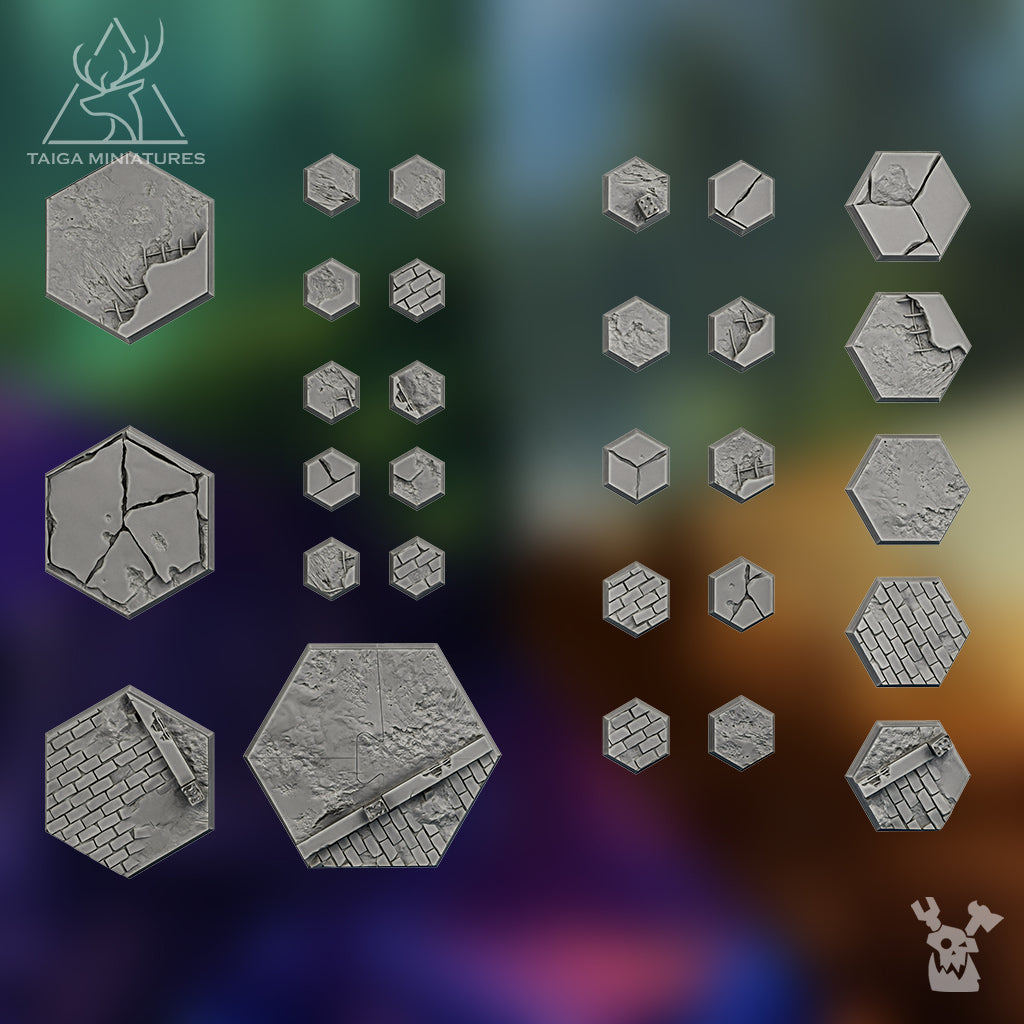 POST-APOCALYPSE HEX BASES SET X116 by DakkaDakka Store - Base / Basing