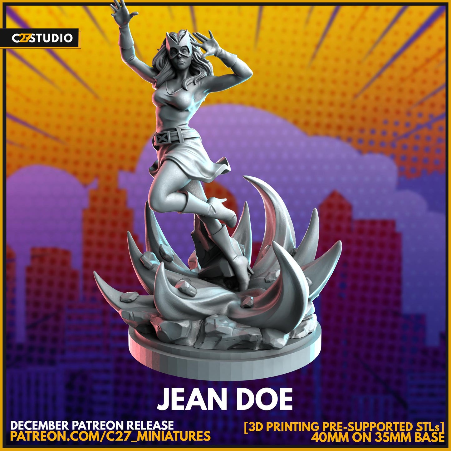 Jean Doe - Crisis Protocol Proxy - Marvel Fan Art - 3d Printed TTRPG Miniature