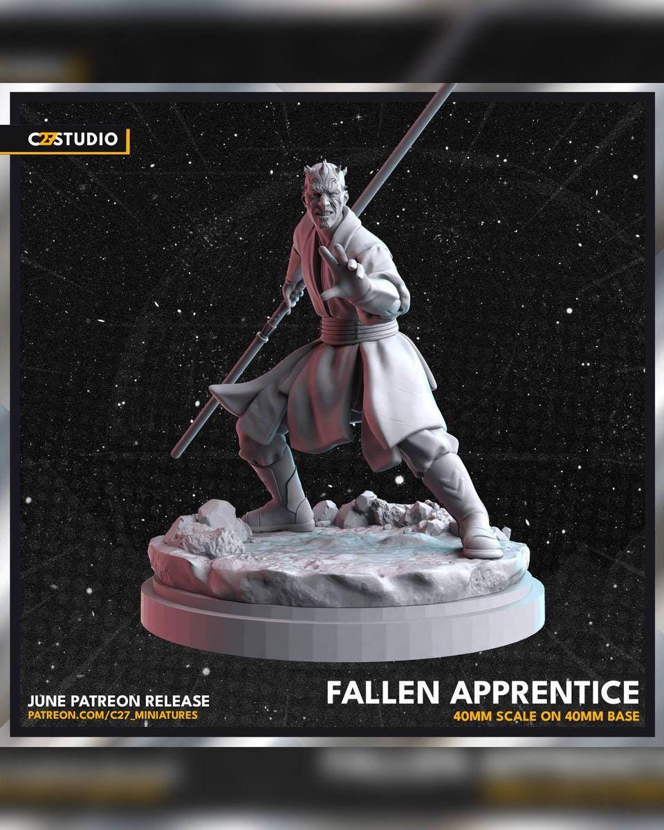 Fallen Apprentice - Shatter Point - Star Wars Fan Art - 3d Printed TTRPG Miniature