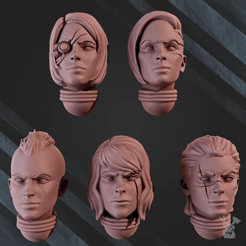 WAR SISTERS HEAD BITS "EBONY GRAIL" SET X5