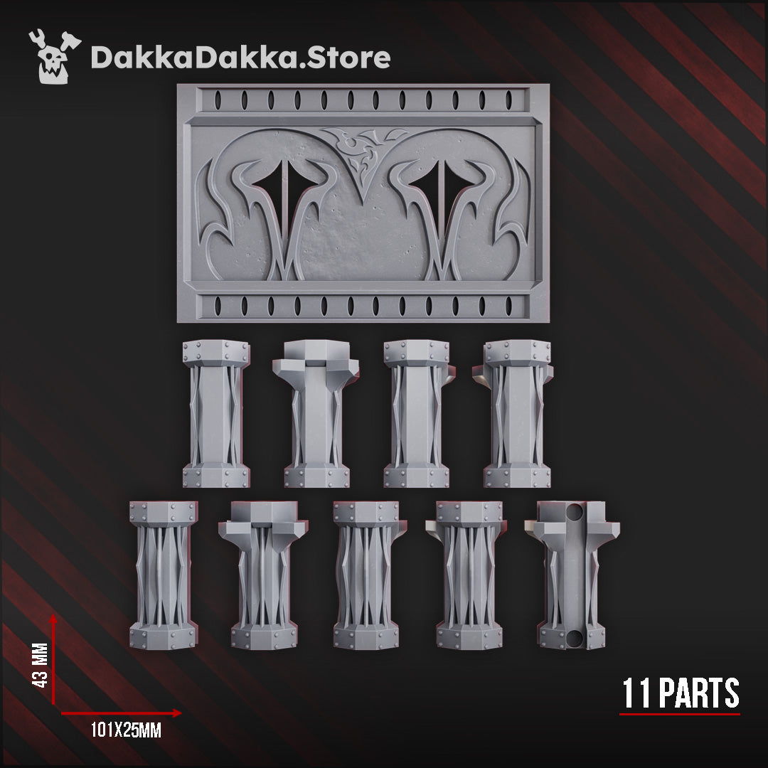 Low Temple Walls (+Columns) (Sinbound Temple) by DakkaDakka Store - Full Miniature / Model