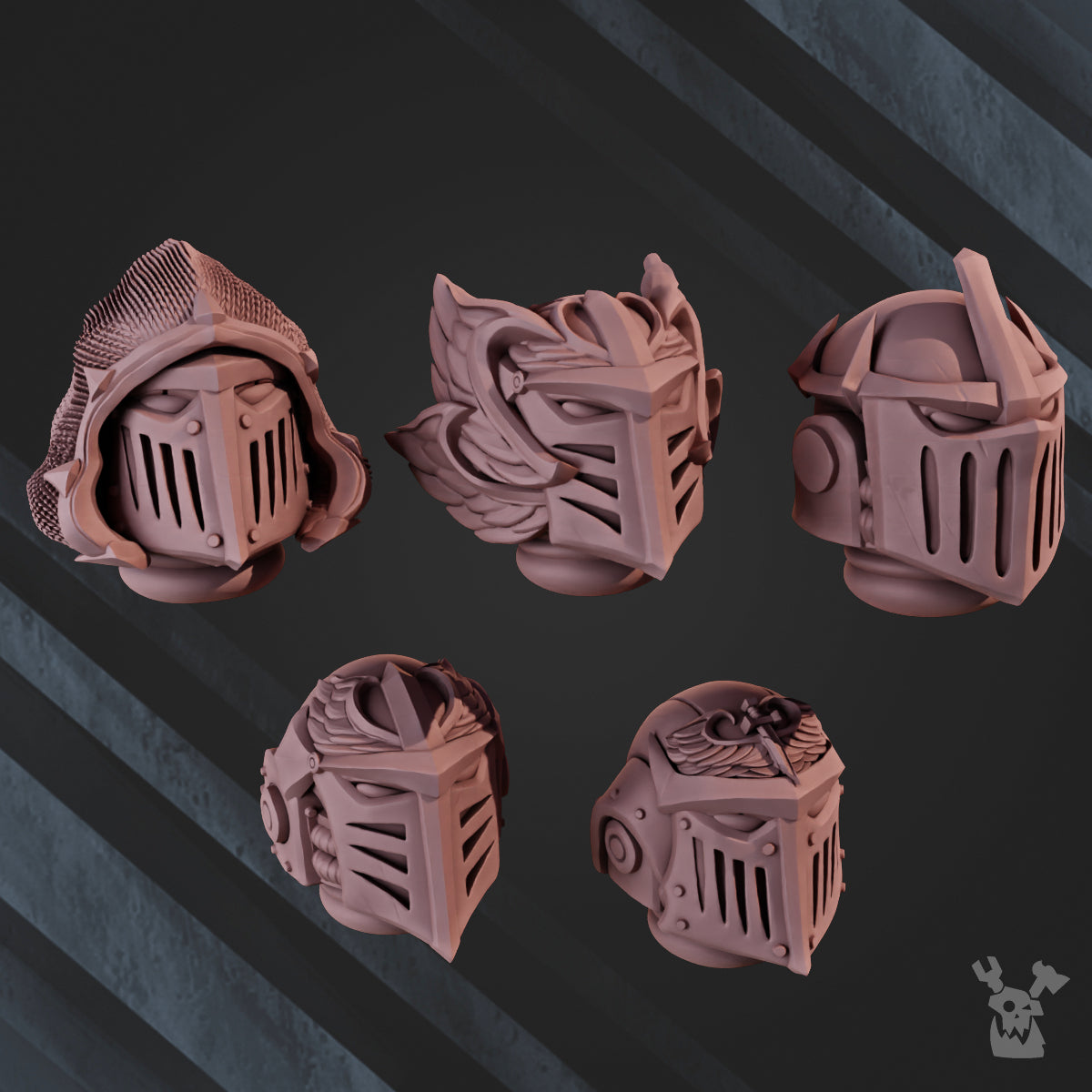 SPACE CRUSADERS "WINGED LIONS" HEAD BITS SET X5 by DakkaDakka Store - Upgrade / Conversion Part