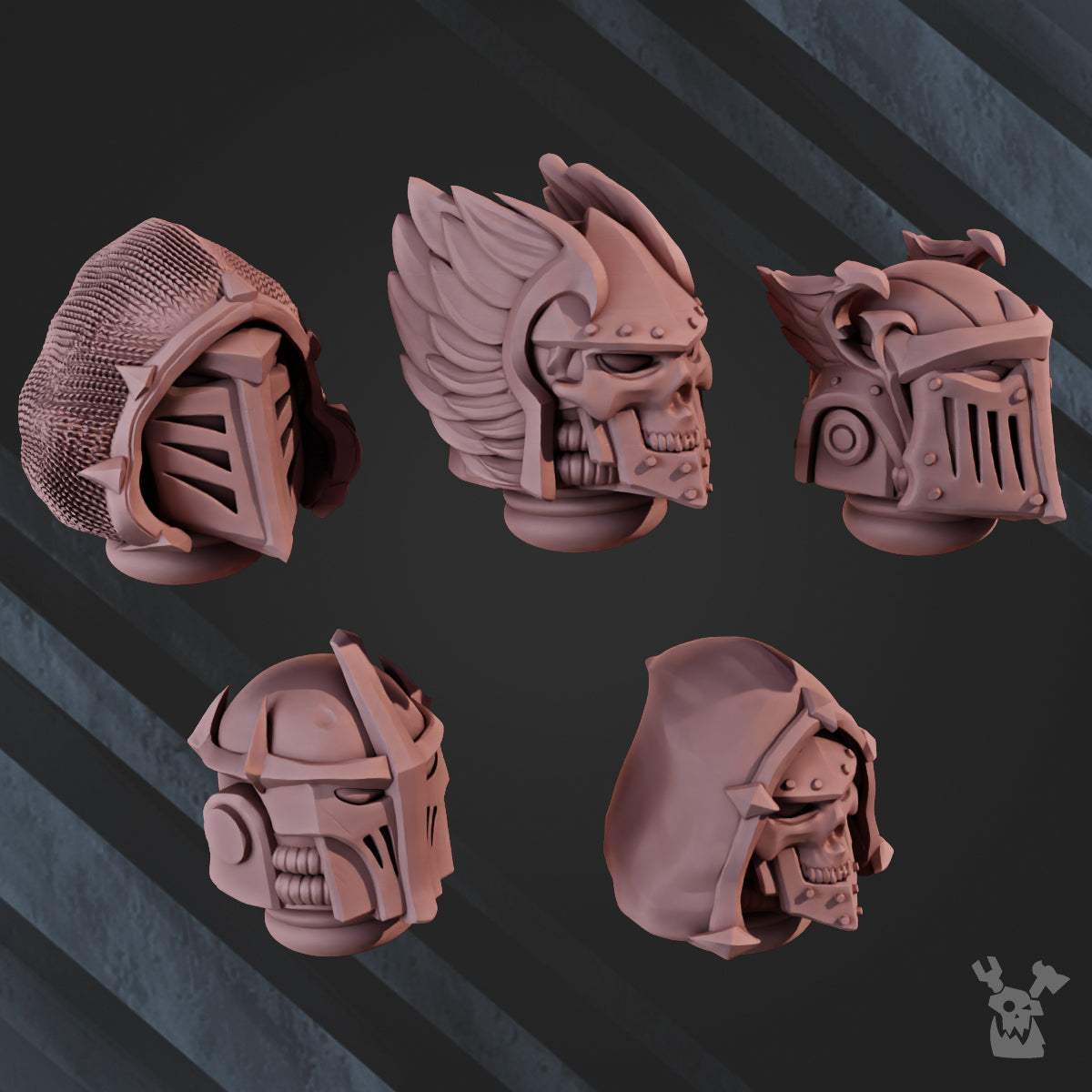 SPACE CRUSADERS "FALLEN LIONS" HEAD BITS SET X5 by DakkaDakka Store - Upgrade / Conversion Part
