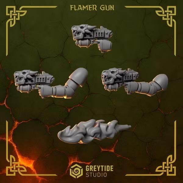 Anvil Warden flamer guns by Greytide Studio