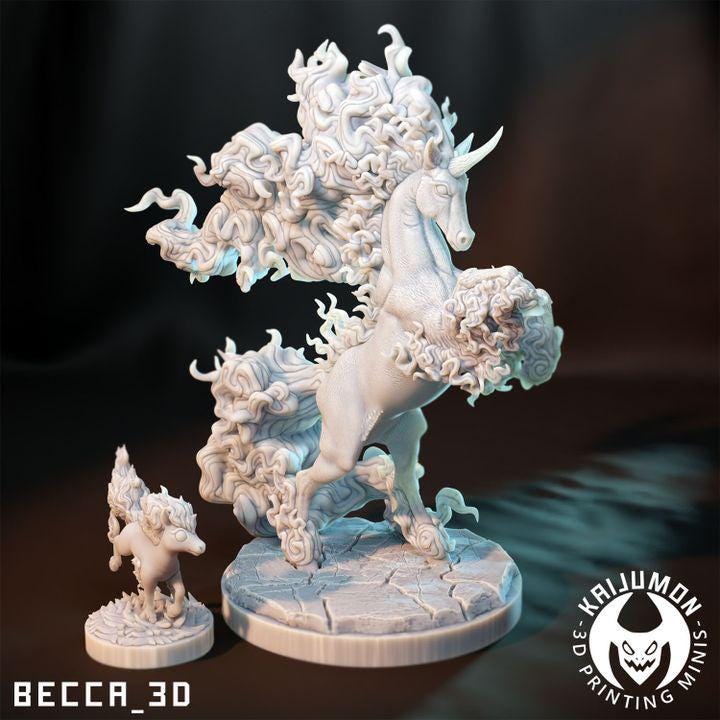Kaijumon Fire Horse and child/ Tabletop Model / Miniature Figurine | Kaijumon (Rapidash)