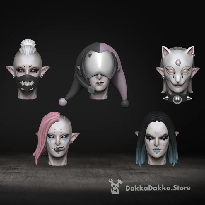 Female Jester Head Bits Set x5