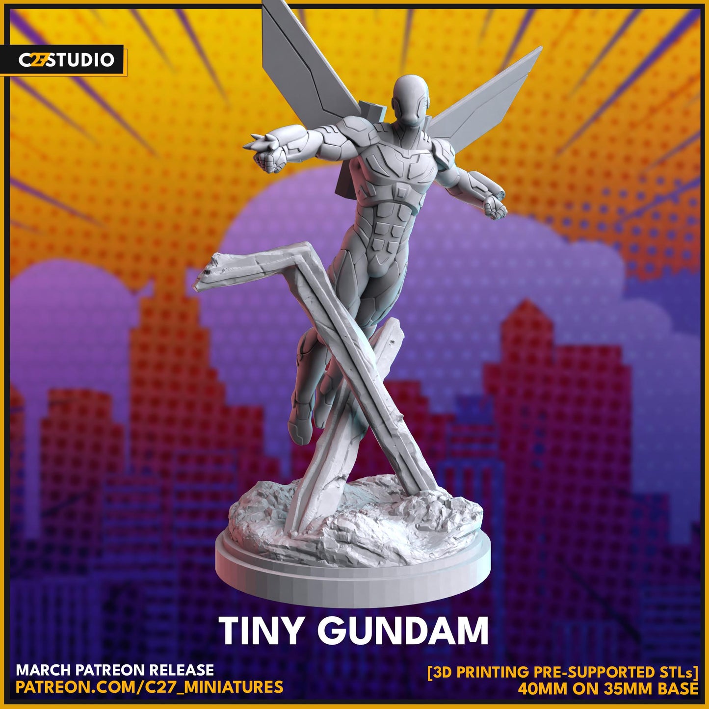 Tiny Gundam - Crisis Protocol Proxy - Marvel Fan Art - 3d Printed TTRPG Miniature