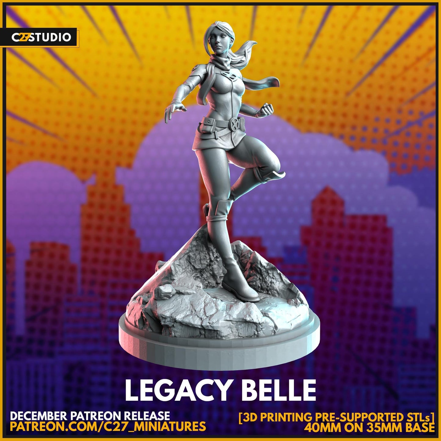 Legacy Belle - Crisis Protocol Proxy - Marvel Fan Art - 3d Printed TTRPG Miniature