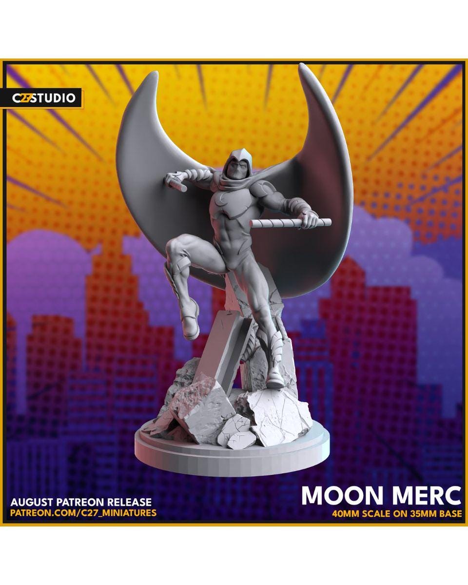 Moon Merc - Crisis Protocol Proxy - Marvel Fan Art - 3d Printed TTRPG Miniature