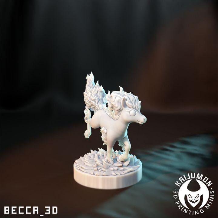 Kaijumon Fire Horse and child/ Tabletop Model / Miniature Figurine | Kaijumon (Rapidash)