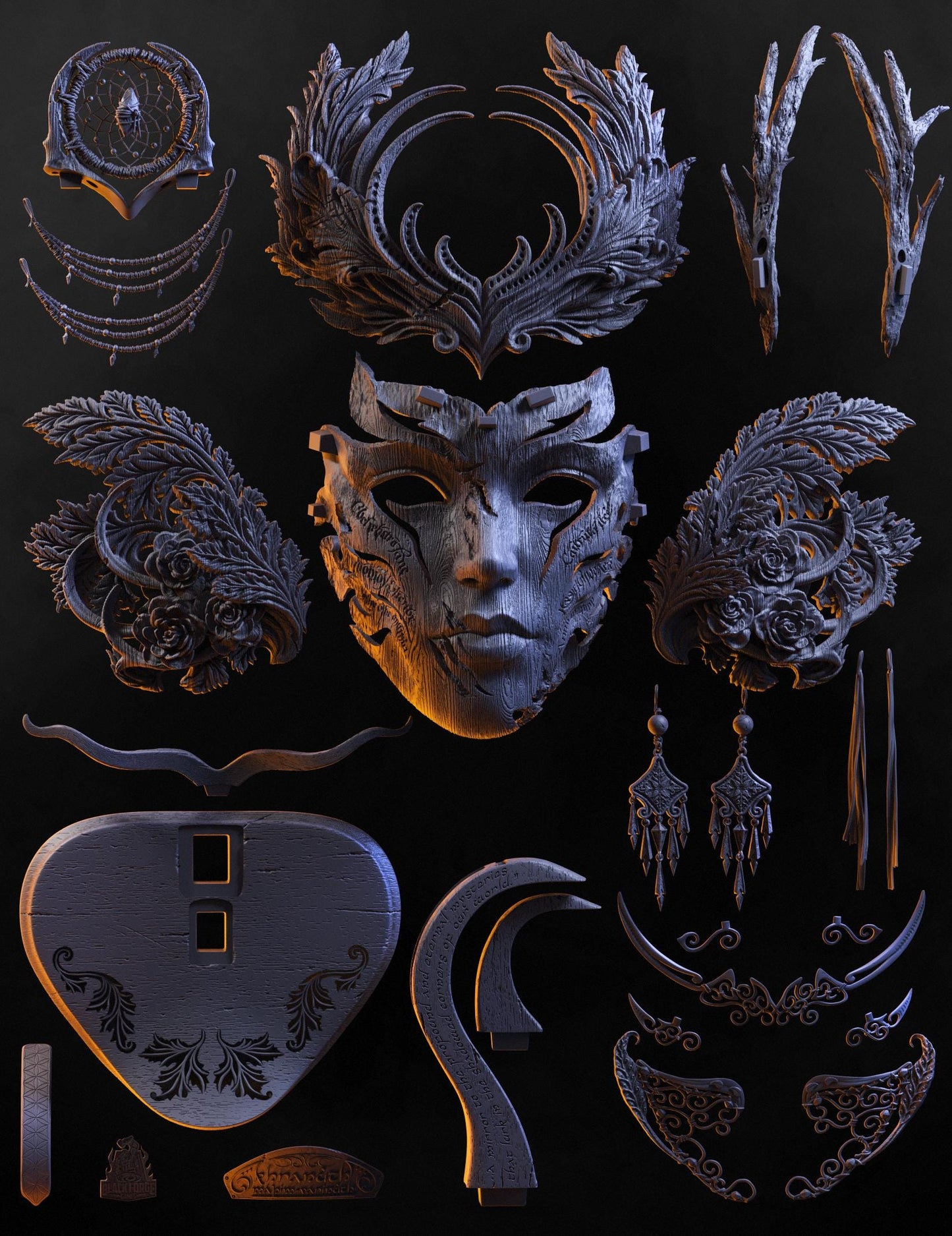 BFG - Elven Mask & Display Stand | Sculpt | Black forge Games