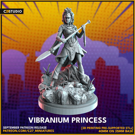 Vibranium Princess - Crisis Protocol Proxy - Marvel Fan Art - 3d Printed TTRPG Miniature