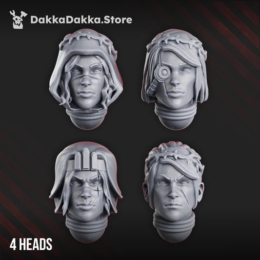 WAR SISTERS HEAD BITS "BLOODY ROSE" SET X4 by DakkaDakka Store - Upgrade / Conversion Part