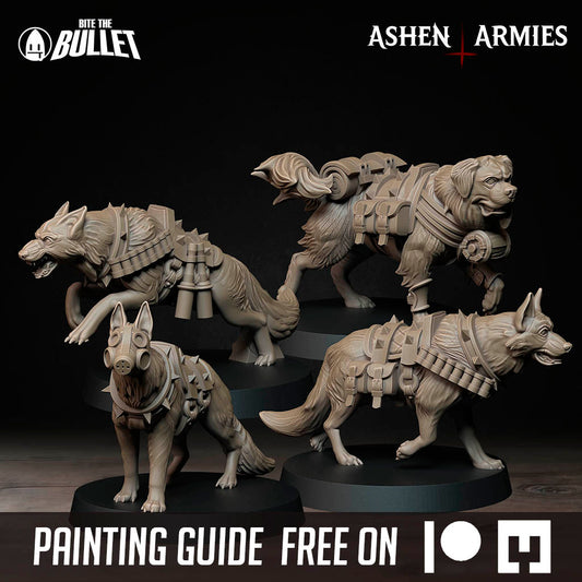 Bullet Crusade | Sanctified Legion Combat Dogs 4 Models by Bite The Bullet - Full Miniature / Model