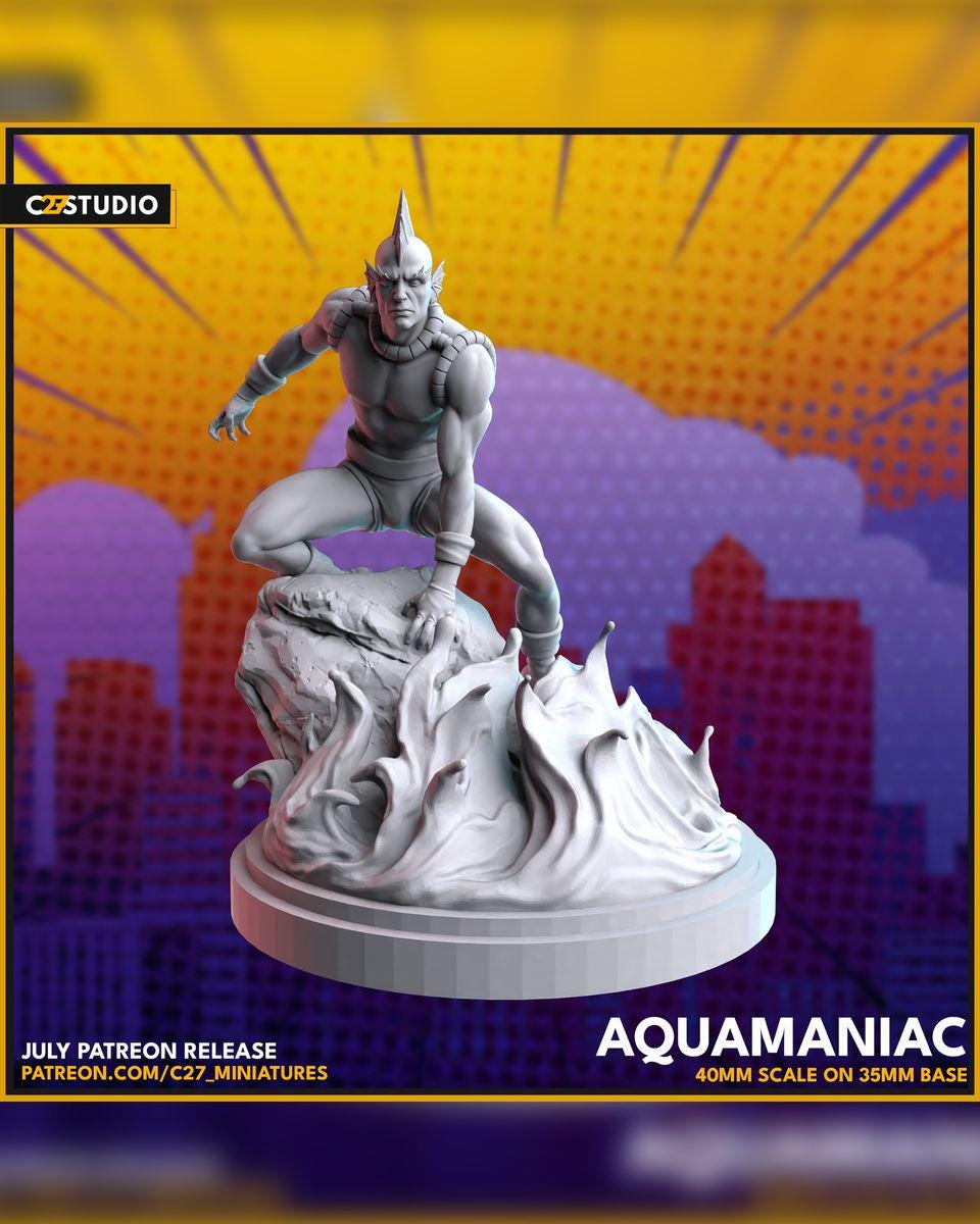 AquaManiac - Crisis Protocol Proxy - Marvel Fan Art - 3d Printed TTRPG Miniature