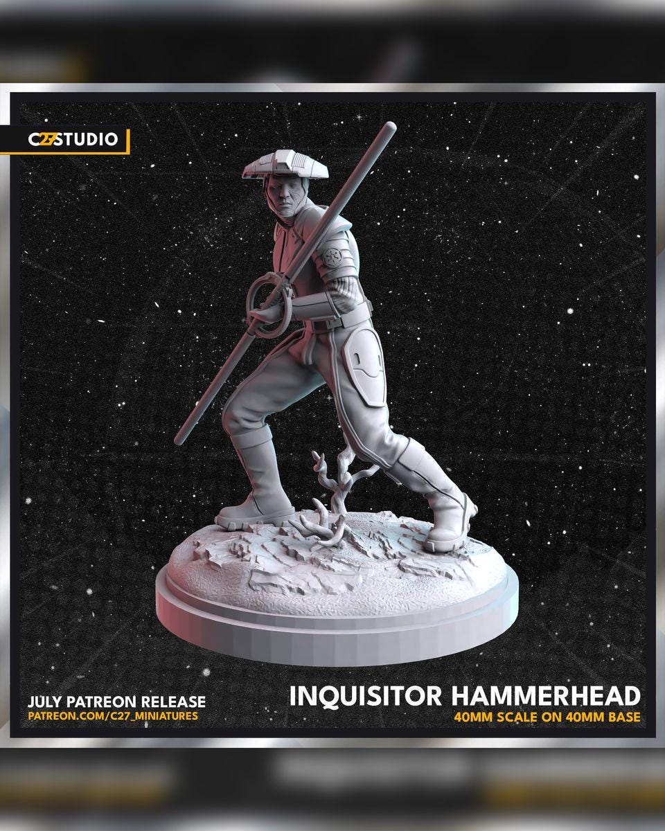 Inquisitor Hammerhead - Shatter Point - Star Wars Fan Art - 3d Printed TTRPG Miniature