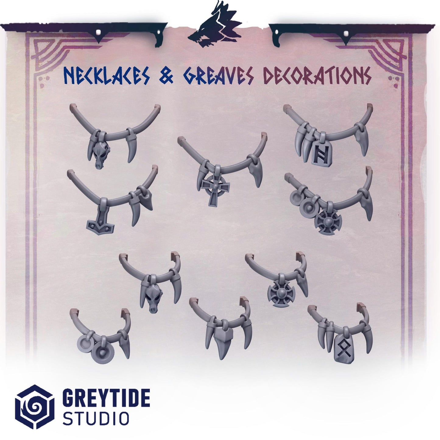Necklaces and Greaves Decorations | Primal hounds | Greytide Studio