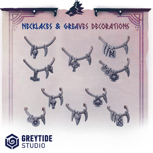 Necklaces and Greaves Decorations | Primal hounds | Greytide Studio
