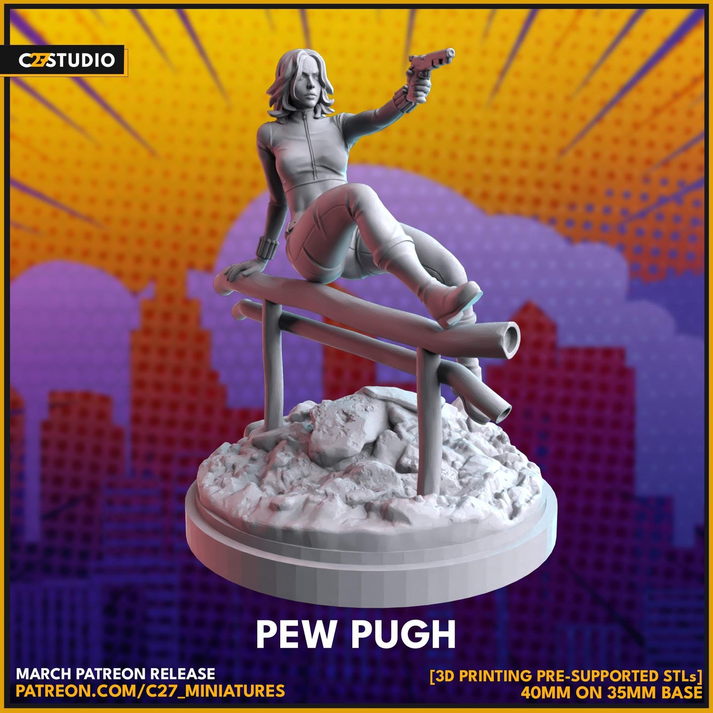 Pew Pugh - Crisis Protocol Proxy - Marvel Fan Art - 3d Printed TTRPG Miniature