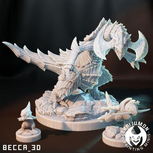 Kaijumon Axe Head Dragon / Tabletop Model / Miniature Figurine | Kaijumon (Haxorus)