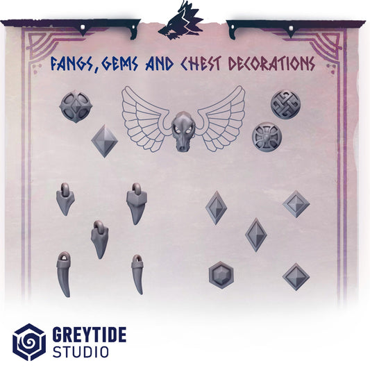Fangs, Gems, and Chest Decorations | Primal hounds | Greytide Studio