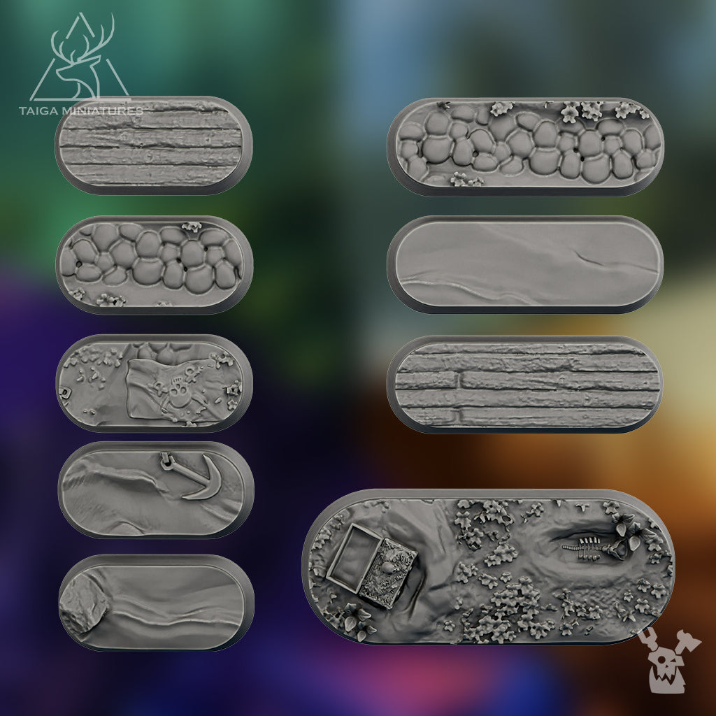 PIRATE ISLAND ROUNDED RECTANGLE BASES X36 by DakkaDakka Store - Full Miniature / Model