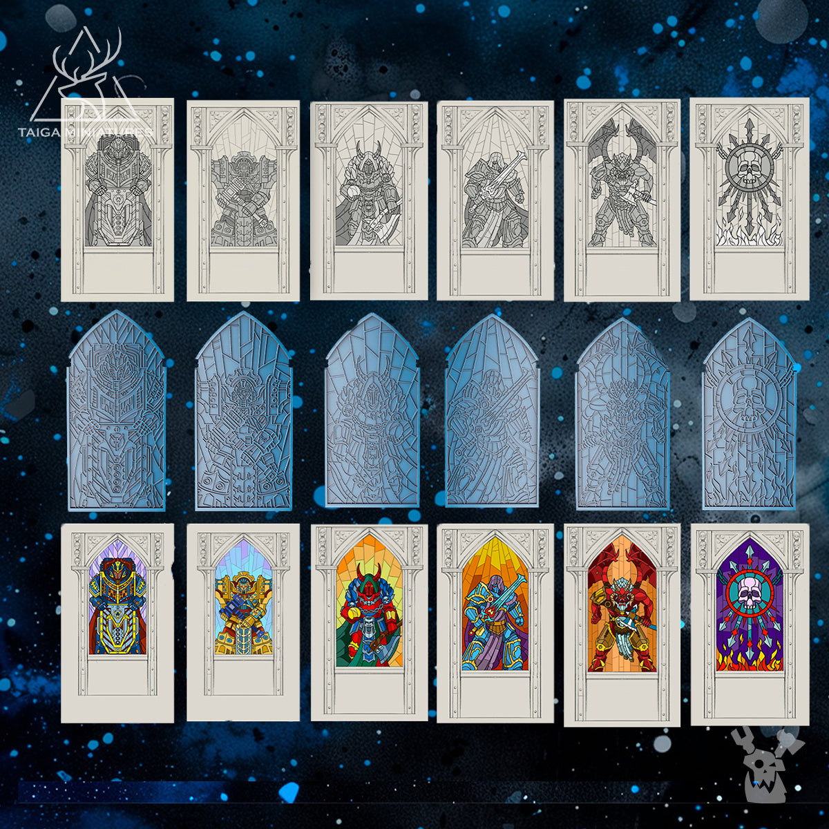SANCTUM OF REPENTANCE BAD GUYS STAINED GLASS WINDOWS by DakkaDakka Store - Full Miniature / Model