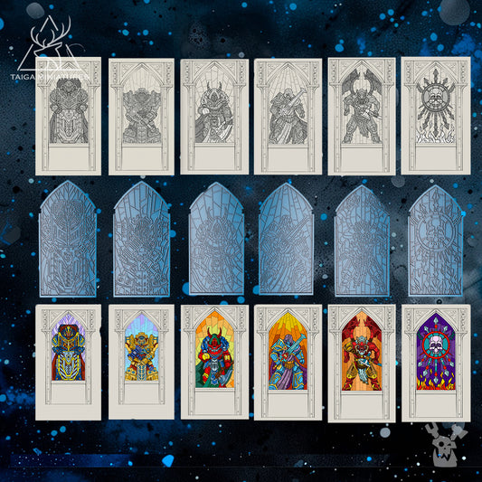 SANCTUM OF REPENTANCE BAD GUYS STAINED GLASS WINDOWS